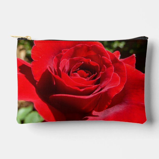 Helle Rote Rose Blume Schöne Blumenpracht Zubehörtasche (Vorderseite)