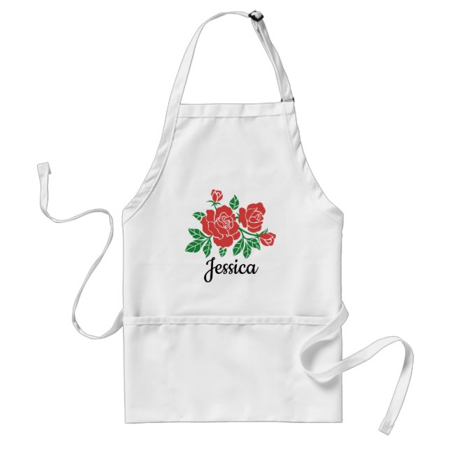 Helle Rote Rosen Personalisiert Schürze (Vorne)