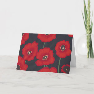 Helle rote Tulips auf schwarz, Grußkarten Karte