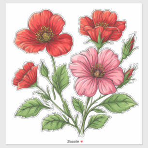 Helle rote und rosa Hibiskusblüten Aufkleber