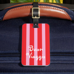 Helle rote und rosa Streifen   Buon Viaggio Gepäckanhänger