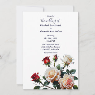 Helle rote und rosa weiße Rosen Blumen Hochzeit Einladung