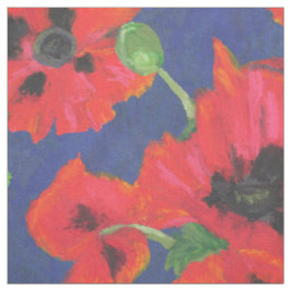 Helle rote und schwarze orientalische Mohnblumen Stoff