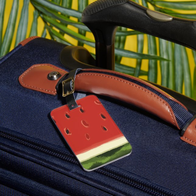 Helle Rote Wasserfarbe Wassermelone Gepäckstück Ta Gepäckanhänger (Vorderseite Insitu 1)
