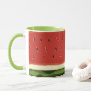 Helle Rote Wasserfarbe Wassermelone Grüne Tasse