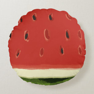 Helle Rote Wasserfarbe Wassermelone Runde Pilze Rundes Kissen