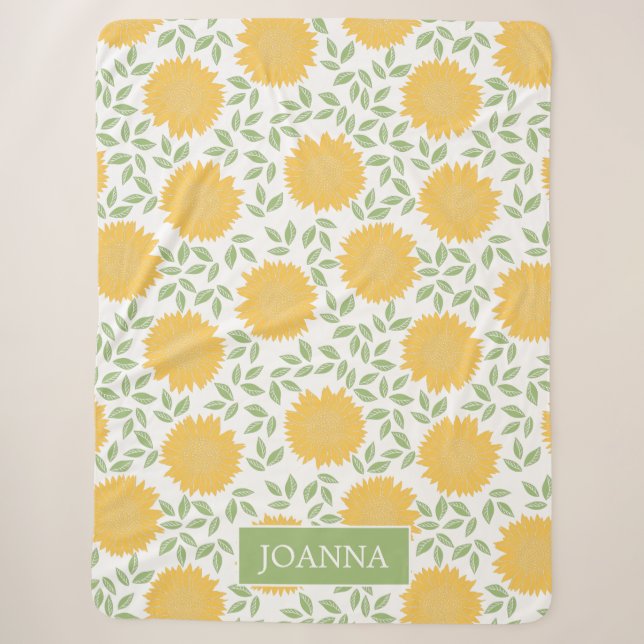 Helle rustikale Land Sonnenblumen Personalisiert Sherpadecke (Vorderseite)
