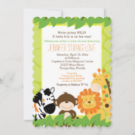 Helle Safari Jungle Animals Baby Dusche die Schnit Einladung