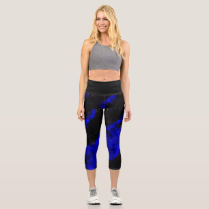 Helle Saphir Blau und schwarz Hochwaisted Capris