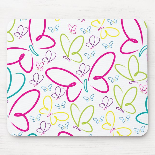 Helle Schmetterlinge Mousepad (Vorne)