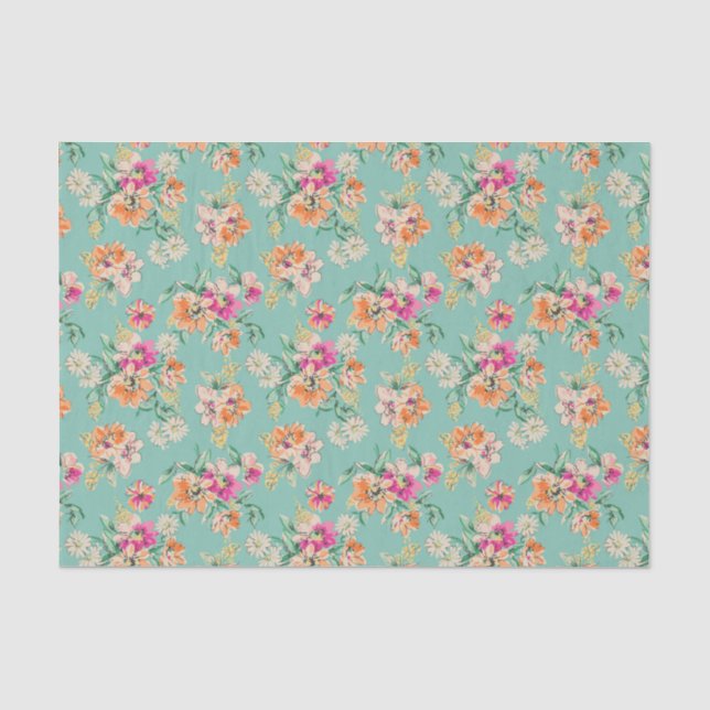 Helle Skizze-Blumenmuster Seidenpapier (Vorderseite)