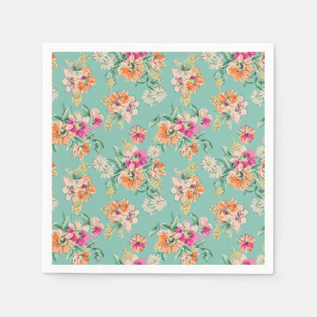 Helle Skizze Blumenmuster Serviette (Vorderseite)