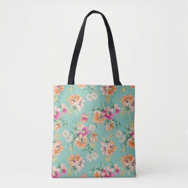 Helle Skizze-Blumenmuster Tasche (Vorderseite)