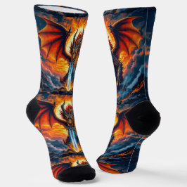 Helle Socken UNISEX Drache mit Schwert 0040758