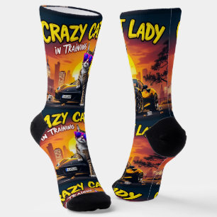 Helle Socken UNISEX Verrückte Katzenlady 0040757