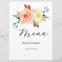 Helle Sommer-Blume Hochzeitsempfang Menükarte