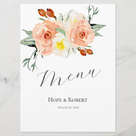 Helle Sommer-Blume Hochzeitsempfang Menükarte
