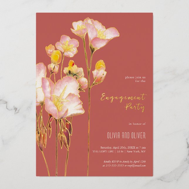 Helle Sommer-Buttercups-Engagement Party Folieneinladung (Vorderseite)