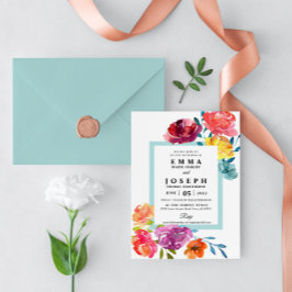 Helle Sommer farbenfrohe moderne blumenreiche Hoch Einladung