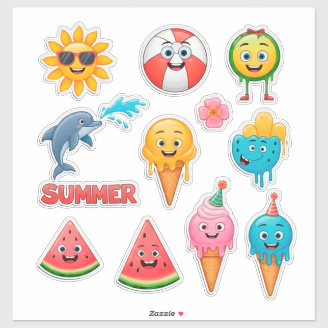 Helle Sommer-Sticker-Set Aufkleber (Blatt)
