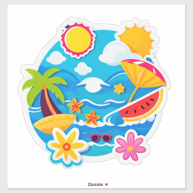 Helle Sommer-Sticker-Set Aufkleber (Blatt)