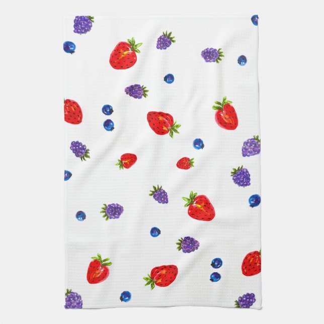 Helle Sommerbeeren-Wasserfarbe Geschirrtuch (Vertikal)