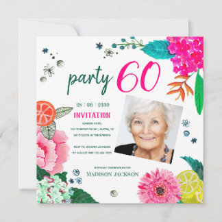 Helle Sommerblumen & Früchte Geburtstagsparty Einladung