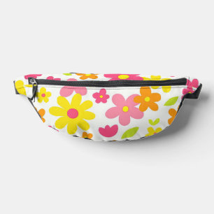 Helle Sommerblumen Retro-Rosa und Gelb Muster Bauchtasche