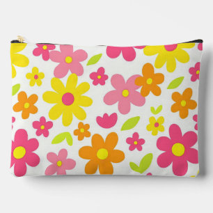 Helle Sommerblumen Retro-Rosa und Gelb Muster Zubehörtasche