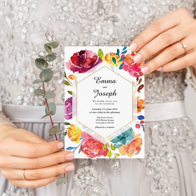 Helle Sommerelegante lila Blumenhochzeit Einladung (Von Creator hochgeladen)