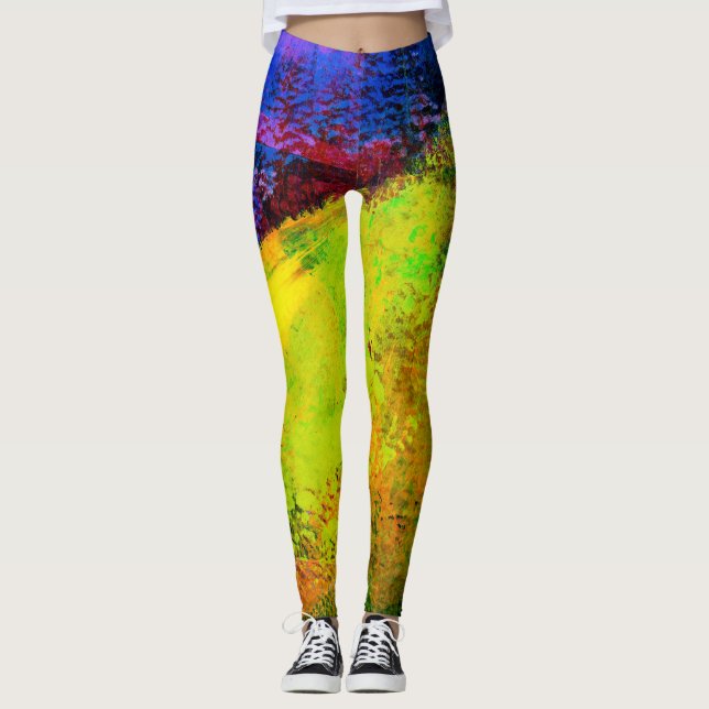 Helle Sonnenaufgang Abstrakte Malerei - Leggings (Vorderseite)