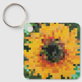 Helle Sonnenblume auf grünem Hintergrund Schlüsselanhänger