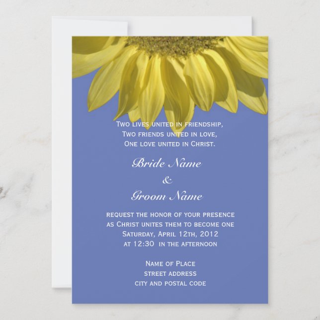 Helle Sonnenblume Blume Christliche Hochzeit Einladung (Vorderseite)