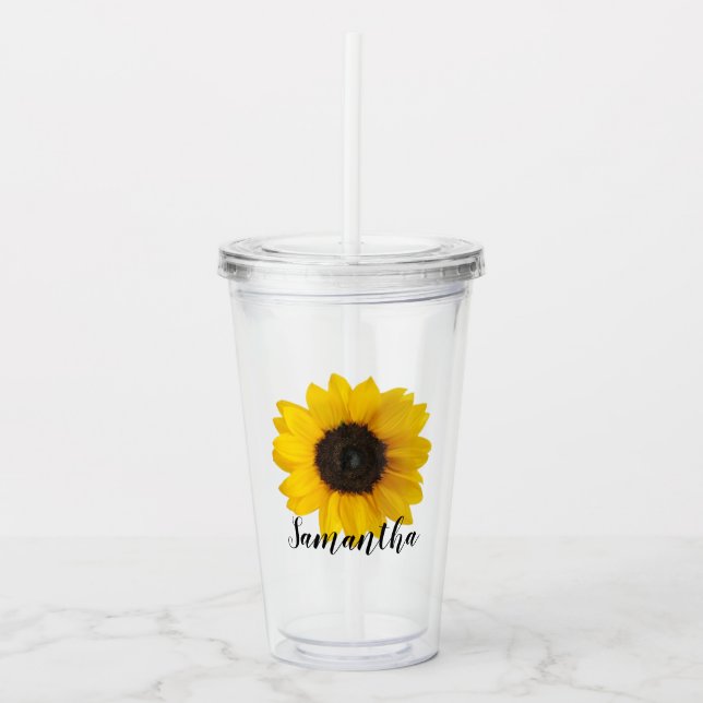 Helle Sonnenblume | Personalisiert Acrylic Tumbler Acryltrinkbecher (Vorderseite)