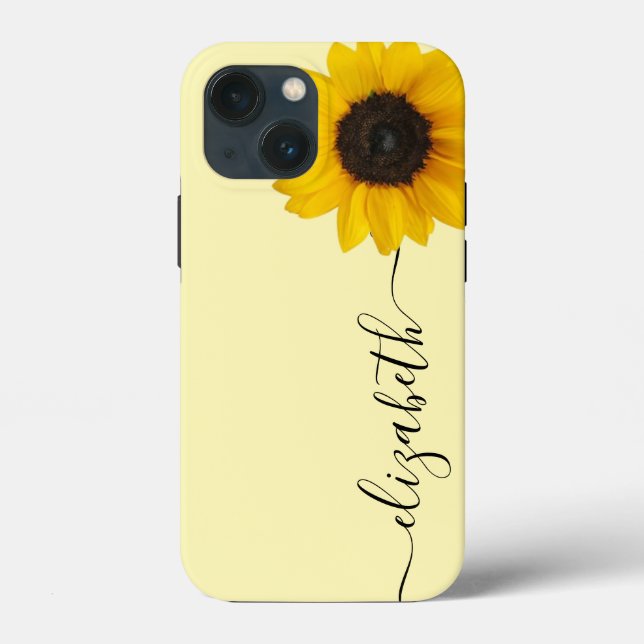 Helle Sonnenblume Script Stem Name iPhone Case (Rückseite)