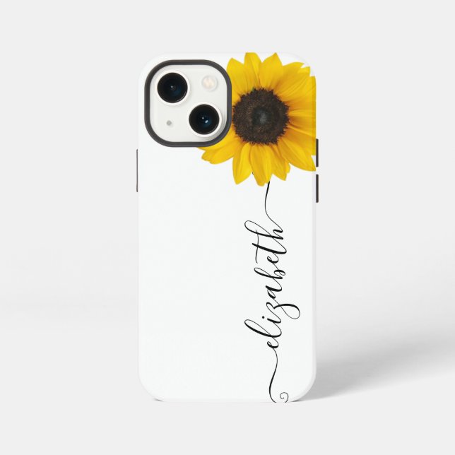 Helle Sonnenblume Script Stem Name iPhone Case 13 Mini Hülle (Rückseite)