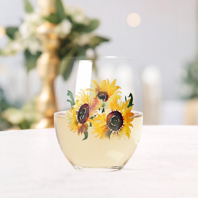 Helle Sonnenblume Wasserfarbe Fabulous 50 Weinglas Ohne Stiel (Insitu (Hochzeit))