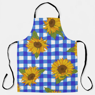 Helle Sonnenblumen auf einem karierten Hintergrund Schürze