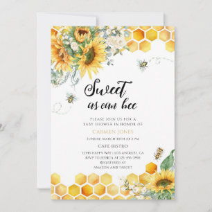 Helle Sonnenblumen-Bienen-Baby-Party Einladung