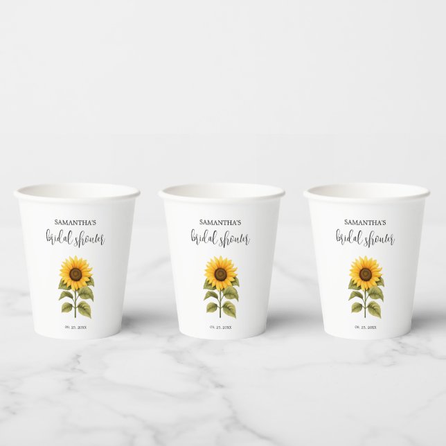 Helle Sonnenblumen Brautparty minimalistisch Pappbecher (Multi)