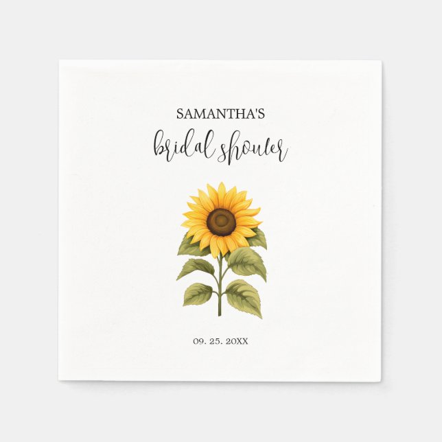 Helle Sonnenblumen Brautparty minimalistisch Serviette (Vorderseite)