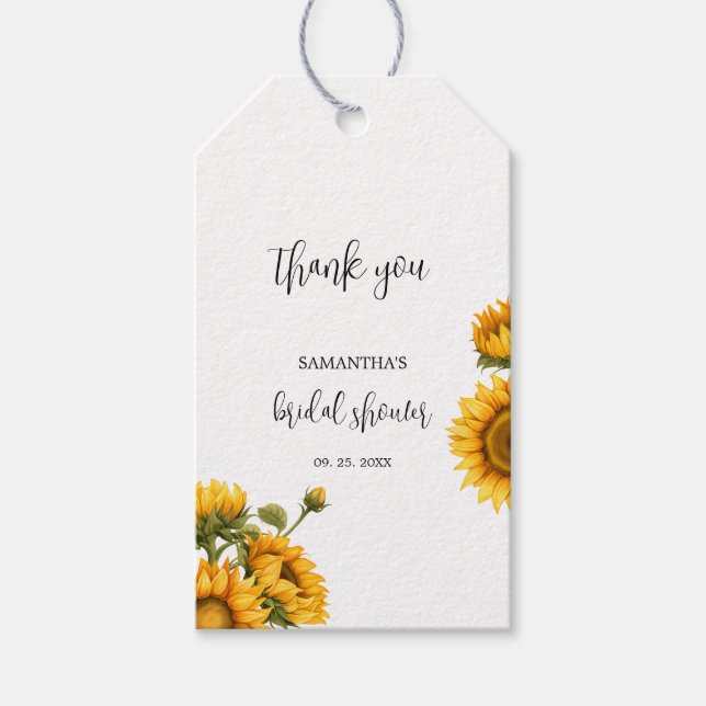 Helle Sonnenblumen Brautparty vielen Dank Geschenkanhänger (Vorderseite)