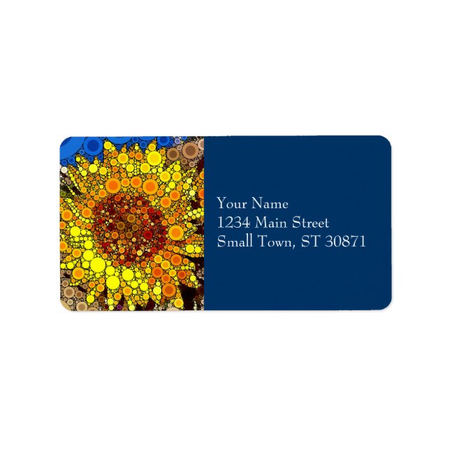 Helle Sonnenblumen Circle Mosaik Digital Art Print Adressaufkleber (Vorne)