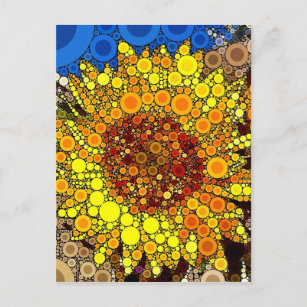 Helle Sonnenblumen Circle Mosaik Digital Art Print Postkarte