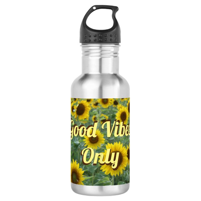 Helle Sonnenblumen Gute Tiere nur Edelstahlflasche (Vorderseite)