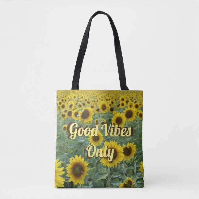 Helle Sonnenblumen Gute Tiere nur Tasche (Vorderseite)