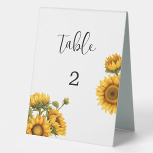 Helle Sonnenblumen Hochzeit Tischnummer Tischaufsteller