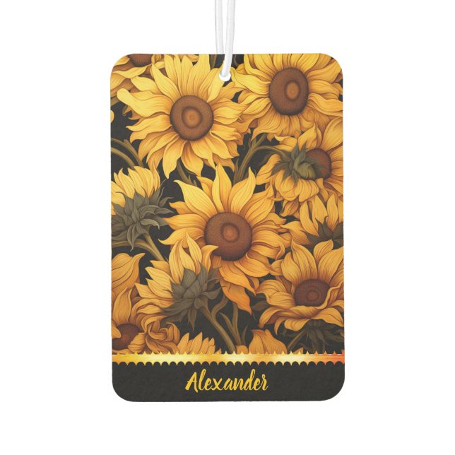 Helle Sonnenblumen in goldener Sonne Autolufterfrischer (Rückseite)