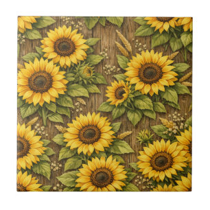 Helle Sonnenblumen-Nahtlos-Wiederholungsmuster Fliese