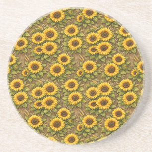 Helle Sonnenblumen-Nahtlos-Wiederholungsmuster Getränkeuntersetzer